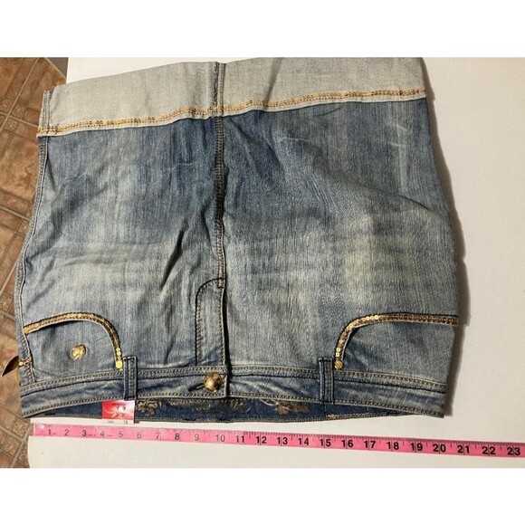 Apple Bottoms Y2K Women’s Size 18 Low Rise 4-Pocket Blue Denim Tribal Revival - Picture 9 of 11